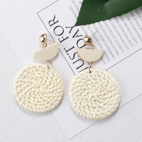 Jewelry - Rattan Geometric Dangle Earrings with Gold Accent